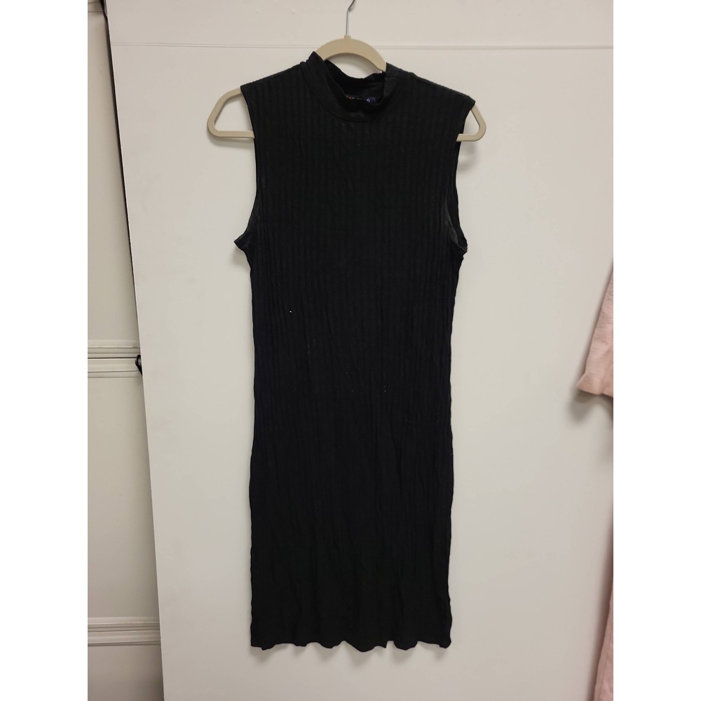 ONE Clothing Los Angeles Dress XL Black Ribbed Sleeveless Mock‎ Neck Knit